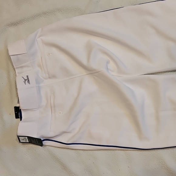 New W Tag Mizuno Baseball Pants MVP Pro Piped Adult Large White w/ Blue Piping - Picture 8 of 11
